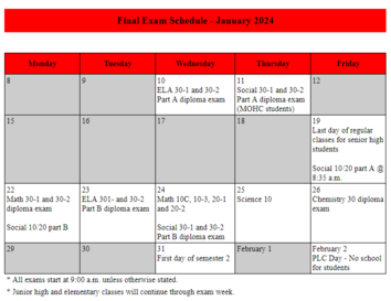 Final Exam Schedule